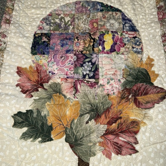 Handmade Floral Quilted Wall Art Country Charm Cottage Farmhouse 30x19" - Picture 2 of 9